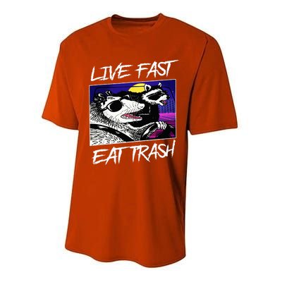 Live Fast Eat Trash Panda Raccoon Opossum Enthusiasts Performance Sprint T-Shirt