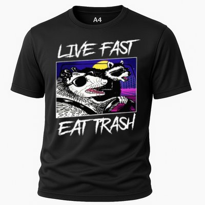 Live Fast Eat Trash Panda Raccoon Opossum Enthusiasts Cooling Performance Crew T-Shirt