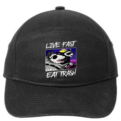 Live Fast Eat Trash Panda Raccoon Opossum Enthusiasts 7-Panel Snapback Hat