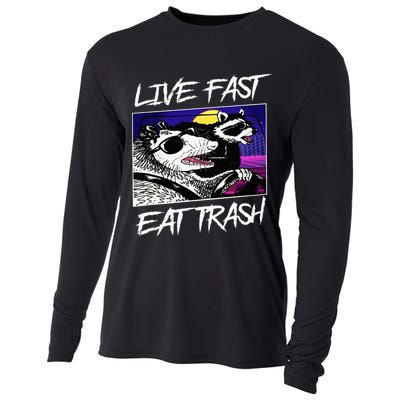 Live Fast Eat Trash Panda Raccoon Opossum Enthusiasts Cooling Performance Long Sleeve Crew