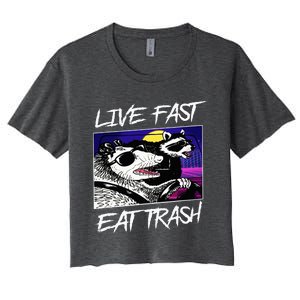 Live Fast Eat Trash Panda Raccoon Opossum Enthusiasts Women's Crop Top Tee