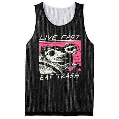 Live Fast Eat Trash And Get Hit By A Car Sunset Raccoon Mesh Reversible Basketball Jersey Tank