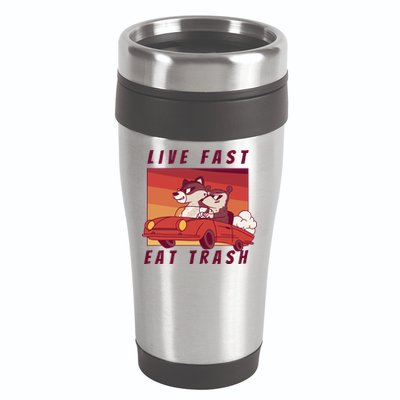 Live Fast Eat Trash Race Car Funny Raccoon 16oz Travel Tumbler