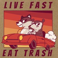 Live Fast Eat Trash Race Car Funny Raccoon Cotton Canvas Backpack