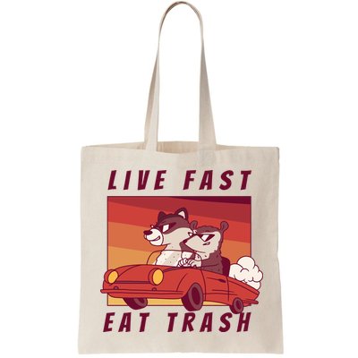 Live Fast Eat Trash Race Car Funny Raccoon Bag