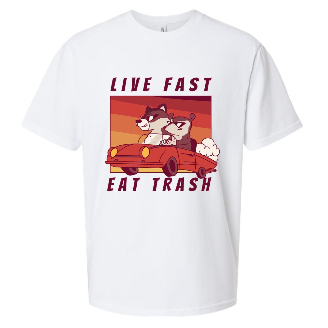 Live Fast Eat Trash Race Car Funny Raccoon Sueded Cloud Jersey T-Shirt