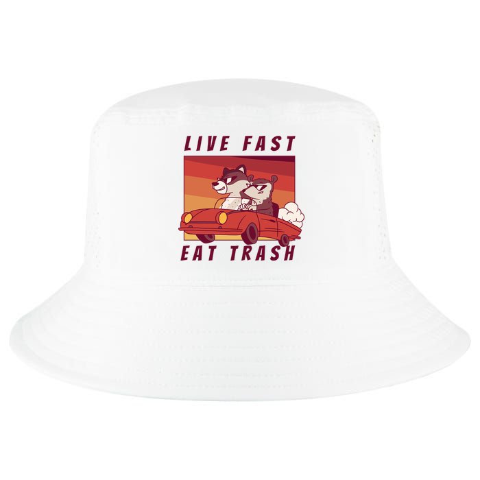 Live Fast Eat Trash Race Car Funny Raccoon Cool Comfort Performance Bucket Hat