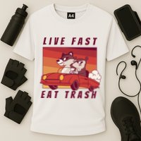 Live Fast Eat Trash Race Car Funny Raccoon Performance Shirt