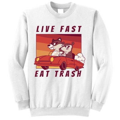 Live Fast Eat Trash Race Car Funny Raccoon Sweatshirt