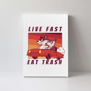 Live Fast Eat Trash Race Car Funny Raccoon Canvas