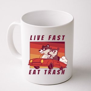 Live Fast Eat Trash Race Car Funny Raccoon Coffee Mug