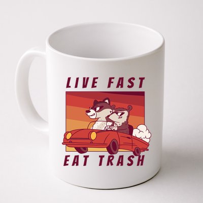 Live Fast Eat Trash Race Car Funny Raccoon Mug