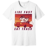 Live Fast Eat Trash Race Car Funny Raccoon Premium T-Shirt