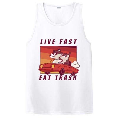 Live Fast Eat Trash Race Car Funny Raccoon PosiCharge Competitor Tank