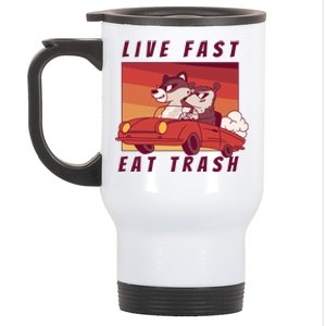 Live Fast Eat Trash Race Car Funny Raccoon Stainless Steel Travel Mug