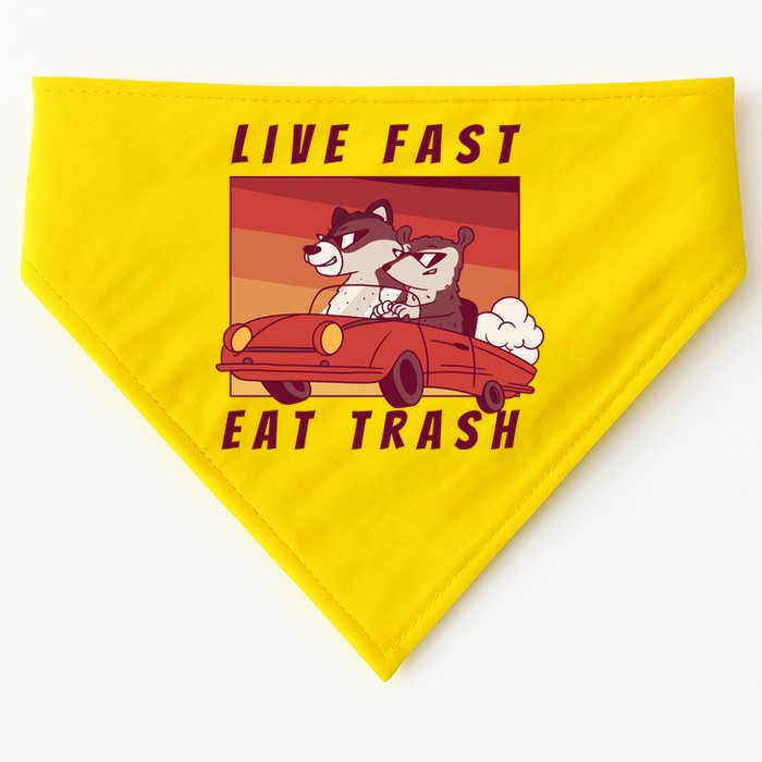 Live Fast Eat Trash Race Car Funny Raccoon USA-Made Doggie Bandana
