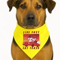 Live Fast Eat Trash Race Car Funny Raccoon USA-Made Doggie Bandana