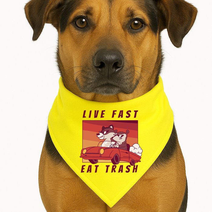 Live Fast Eat Trash Race Car Funny Raccoon USA-Made Doggie Bandana
