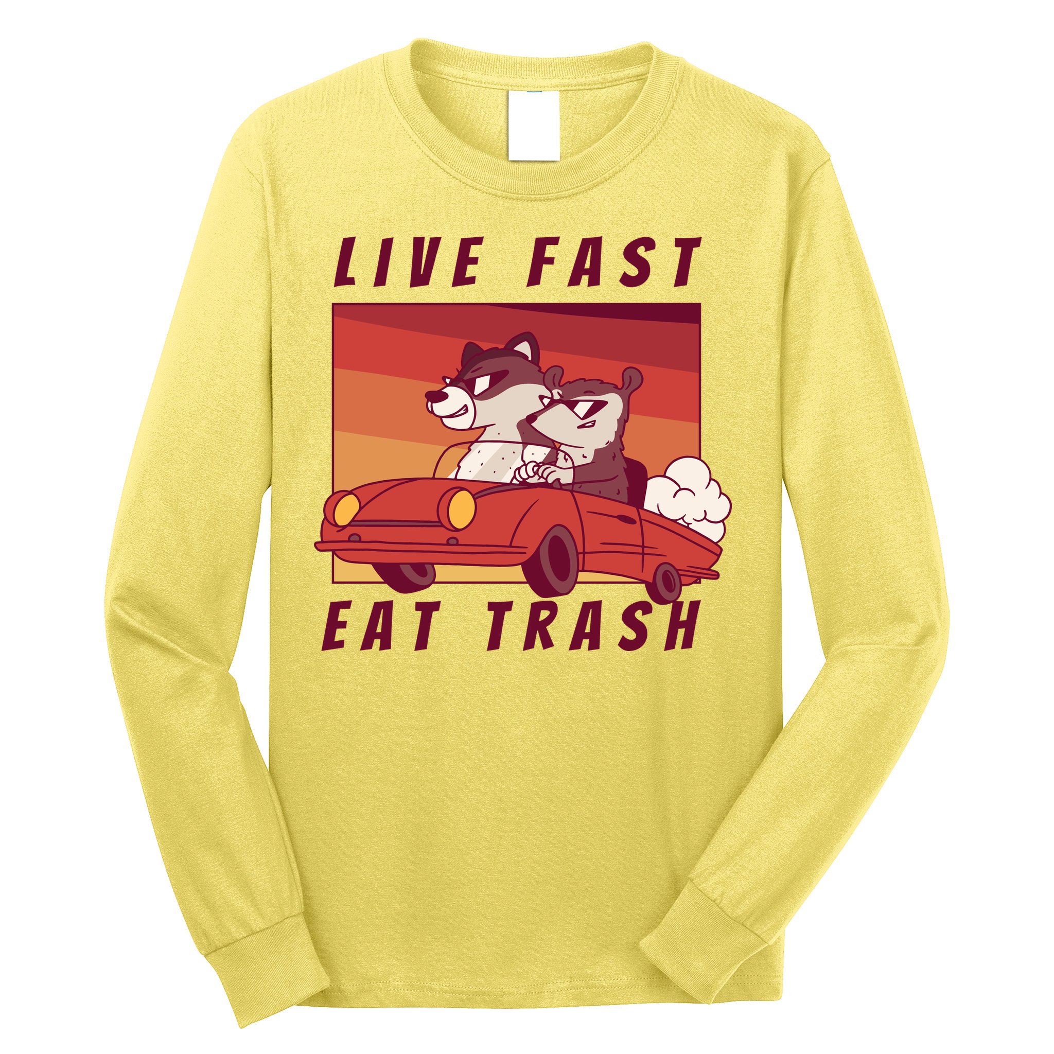 Live Fast Eat Trash Race Car Funny Raccoon Long Sleeve Shirt