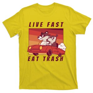 Live Fast Eat Trash Race Car Funny Raccoon T-Shirt