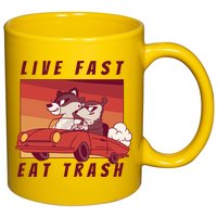 Live Fast Eat Trash Race Car Funny Raccoon 11oz C Handle Ceramic Mug