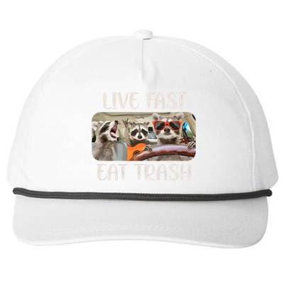 Live Fast Eat Trash Animal Raccoon Snapback Five-Panel Rope Hat