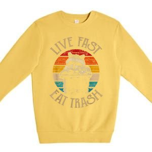 Live Fast Eat Trash Can Raccoon Camping Or Hiking Premium Crewneck Sweatshirt