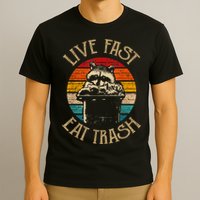Live Fast Eat Trash Can Raccoon Camping Or Hiking T-Shirt