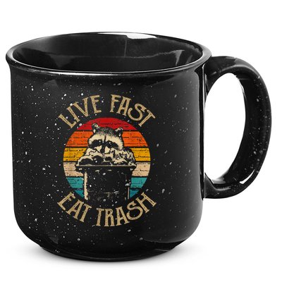 Live Fast Eat Trash Can Raccoon Camping Or Hiking 15oz Campfire Ceramic Mug
