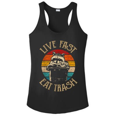 Live Fast Eat Trash Can Raccoon Camping Or Hiking Ladies PosiCharge Competitor Racerback Tank