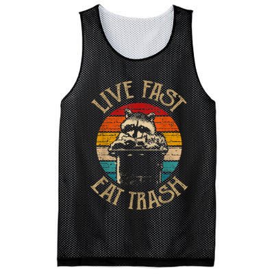 Live Fast Eat Trash Can Raccoon Camping Or Hiking Mesh Reversible Basketball Jersey Tank