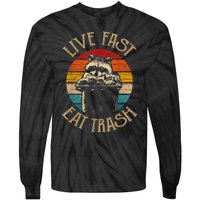 Live Fast Eat Trash Can Raccoon Camping Or Hiking Tie-Dye Long Sleeve Shirt