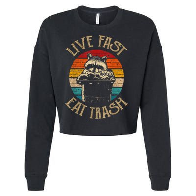 Live Fast Eat Trash Can Raccoon Camping Or Hiking Cropped Pullover Crew