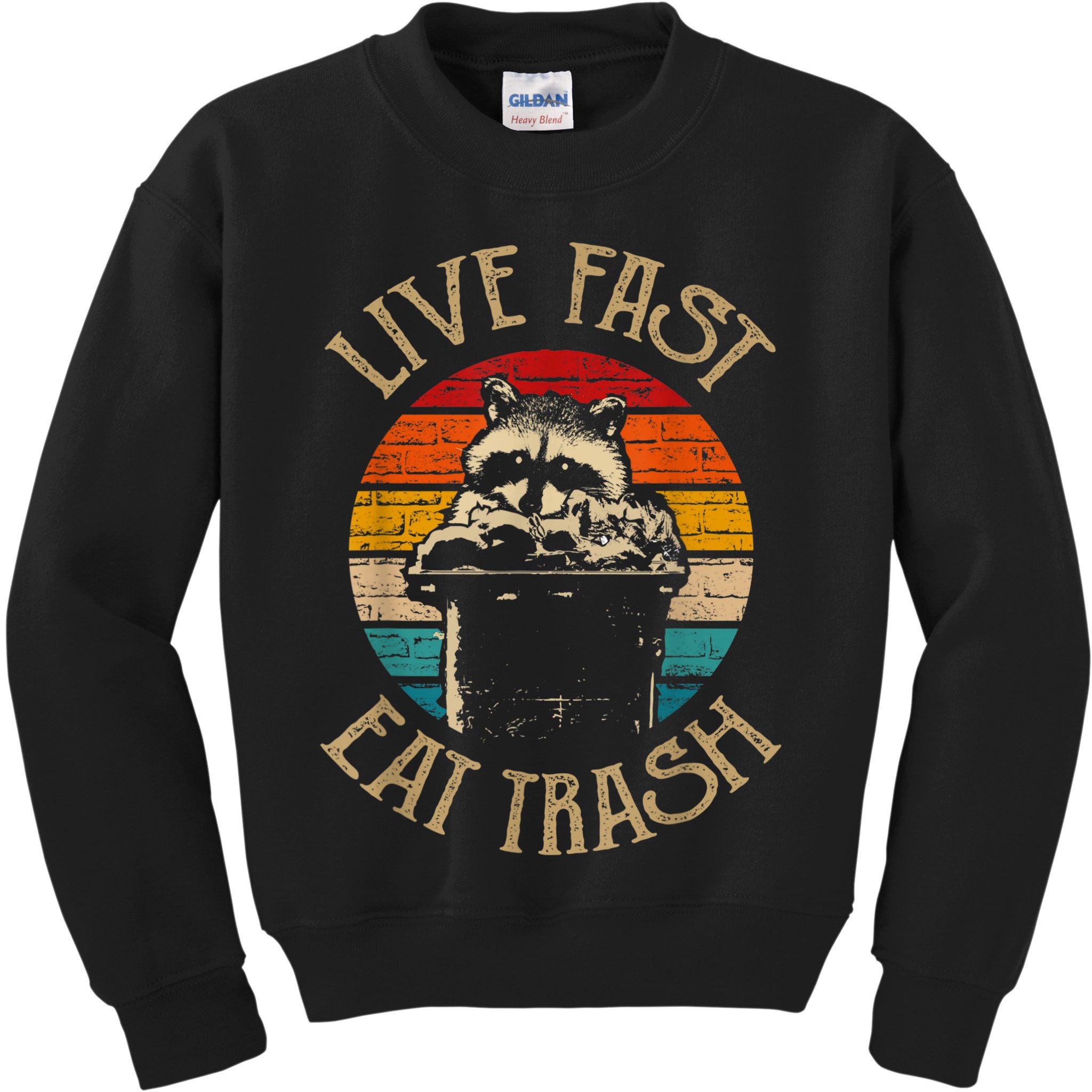 Live Fast Eat Trash Can Raccoon Camping Or Hiking Kids Sweatshirt