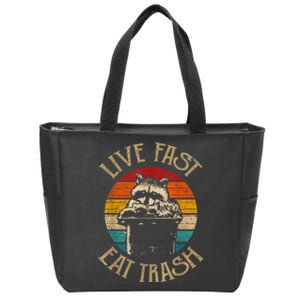 Live Fast Eat Trash Can Raccoon Camping Or Hiking Zip Tote Bag