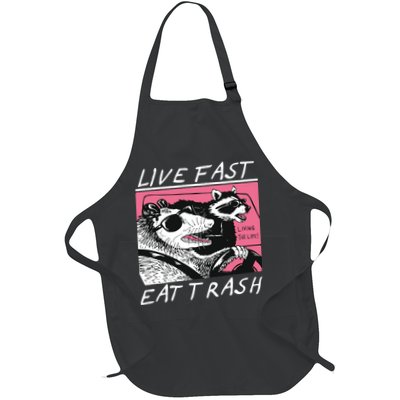 Live Fast Eat Trash Animal Funny Raccoon Full-Length Apron With Pockets