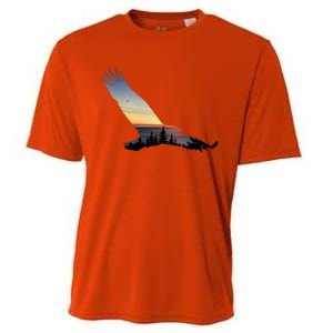 Lovely Flying Eagle Trippy Forest Sky Silhouette Tee Gift Cooling Performance Crew T-Shirt