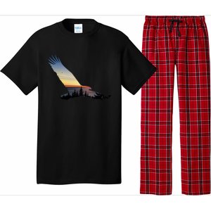 Lovely Flying Eagle Trippy Forest Sky Silhouette Tee Gift Pajama Set