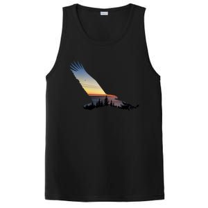 Lovely Flying Eagle Trippy Forest Sky Silhouette Tee Gift PosiCharge Competitor Tank