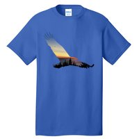 Lovely Flying Eagle Trippy Forest Sky Silhouette Tee Gift Tall T-Shirt