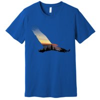 Lovely Flying Eagle Trippy Forest Sky Silhouette Tee Gift Premium T-Shirt