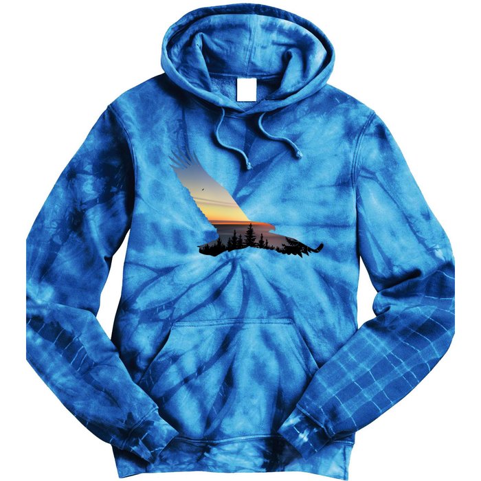 Lovely Flying Eagle Trippy Forest Sky Silhouette Tee Gift Tie Dye Hoodie