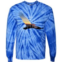 Lovely Flying Eagle Trippy Forest Sky Silhouette Tee Gift Tie-Dye Long Sleeve Shirt