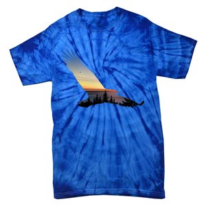 Lovely Flying Eagle Trippy Forest Sky Silhouette Tee Gift Tie-Dye T-Shirt