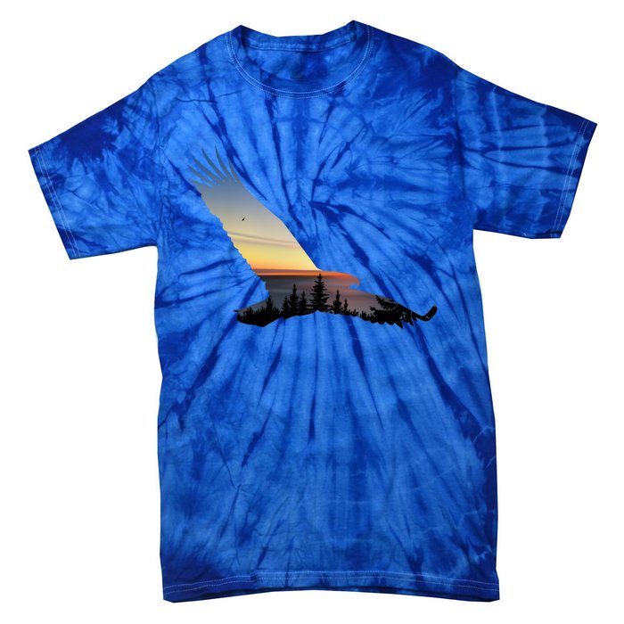 Lovely Flying Eagle Trippy Forest Sky Silhouette Tee Gift Tie-Dye T-Shirt