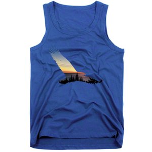 Lovely Flying Eagle Trippy Forest Sky Silhouette Tee Gift Tank Top