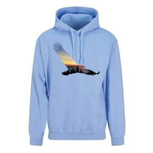 Lovely Flying Eagle Trippy Forest Sky Silhouette Tee Gift Unisex Surf Hoodie