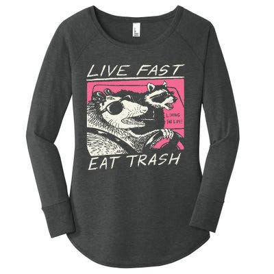 Live Fast Eat Trash And Get Hit By A Car Sunset Raccoon Women's Perfect Tri Tunic Long Sleeve Shirt