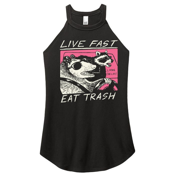 Live Fast Eat Trash And Get Hit By A Car Sunset Raccoon Women’s Perfect Tri Rocker Tank