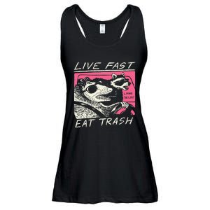 Live Fast Eat Trash And Get Hit By A Car Sunset Raccoon Ladies Essential Flowy Tank